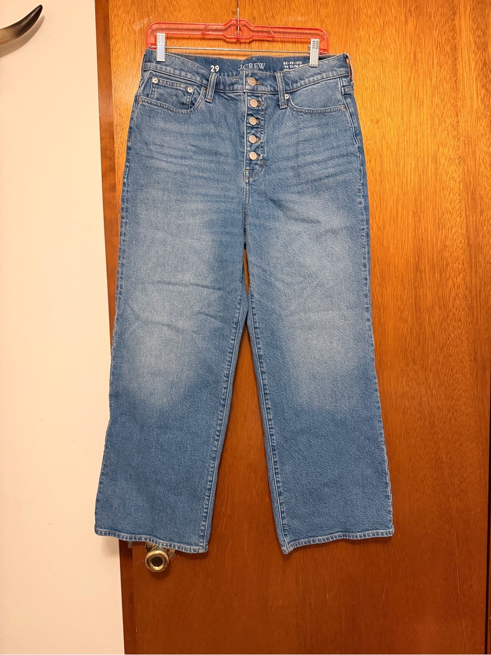 J crew button fly light blue denim jeans